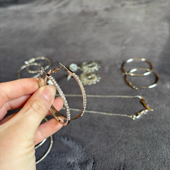 Silver Jewelry Lot, Hoop Earrings, Antler Necklace! - Picture 5 of 10